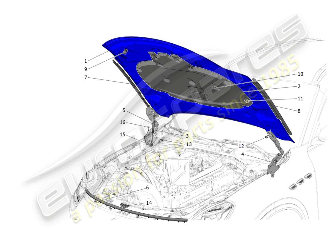 maserati grecale trofeo (2023) front lid part diagram