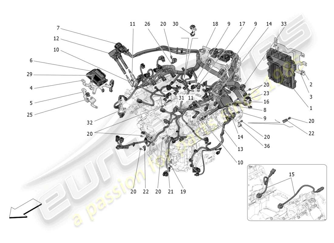 maserati grecale trofeo (2023) electronic control: injection and engine timing control part diagram