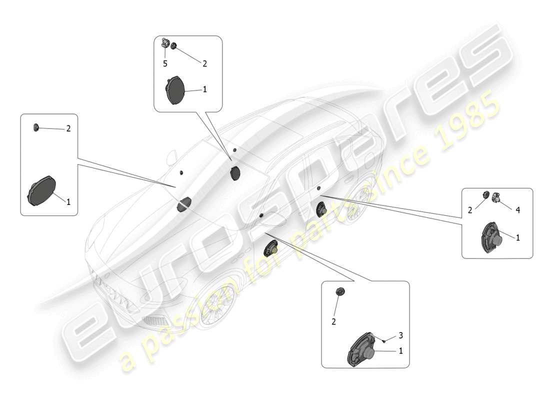 maserati grecale modena (2023) sound diffusion system parts diagram