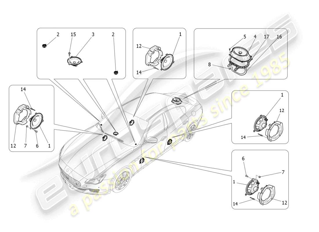 maserati quattroporte (2018) sound diffusion system part diagram