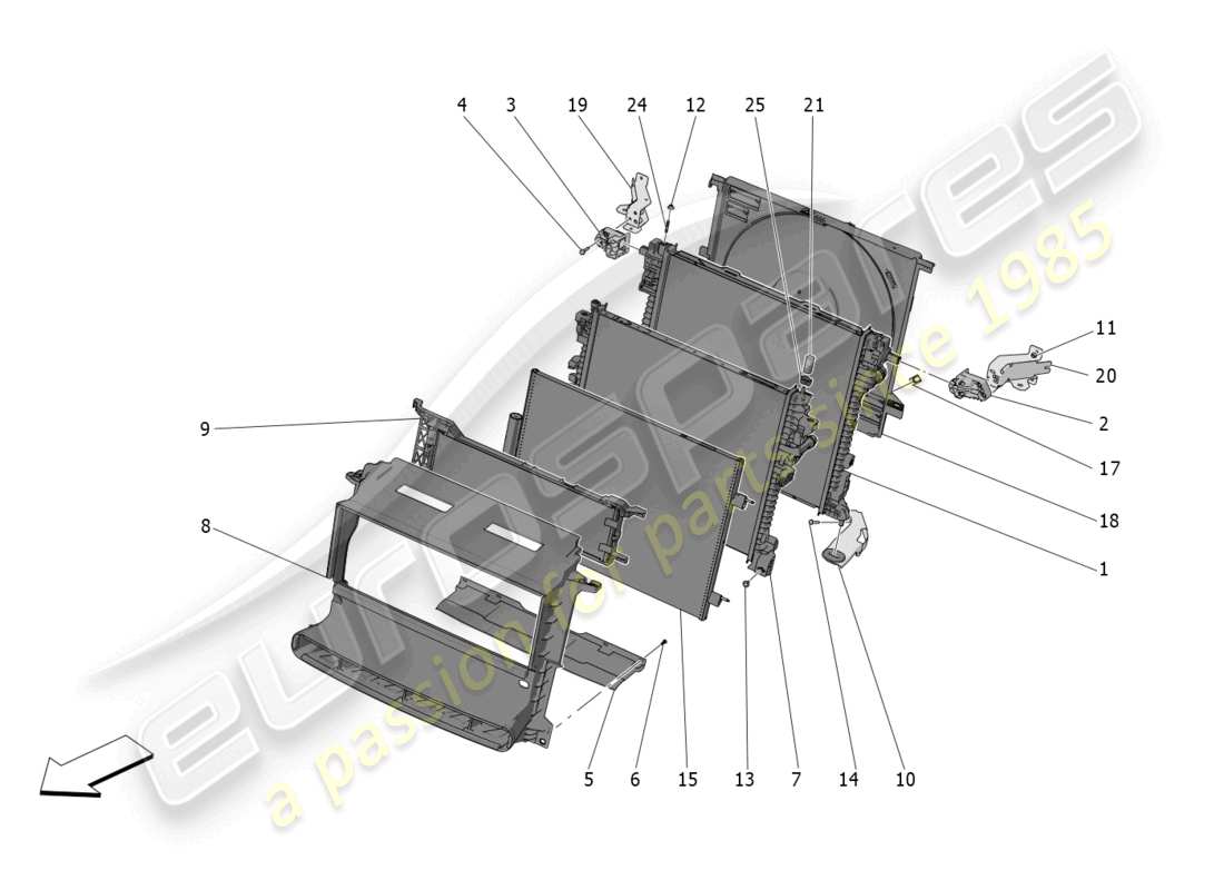 maserati grecale trofeo (2023) cooling: air radiators and ducts part diagram