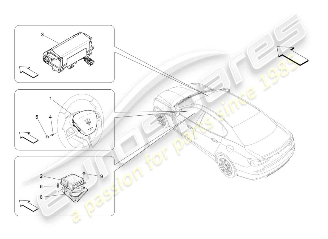 maserati quattroporte (2018) front airbag system part diagram