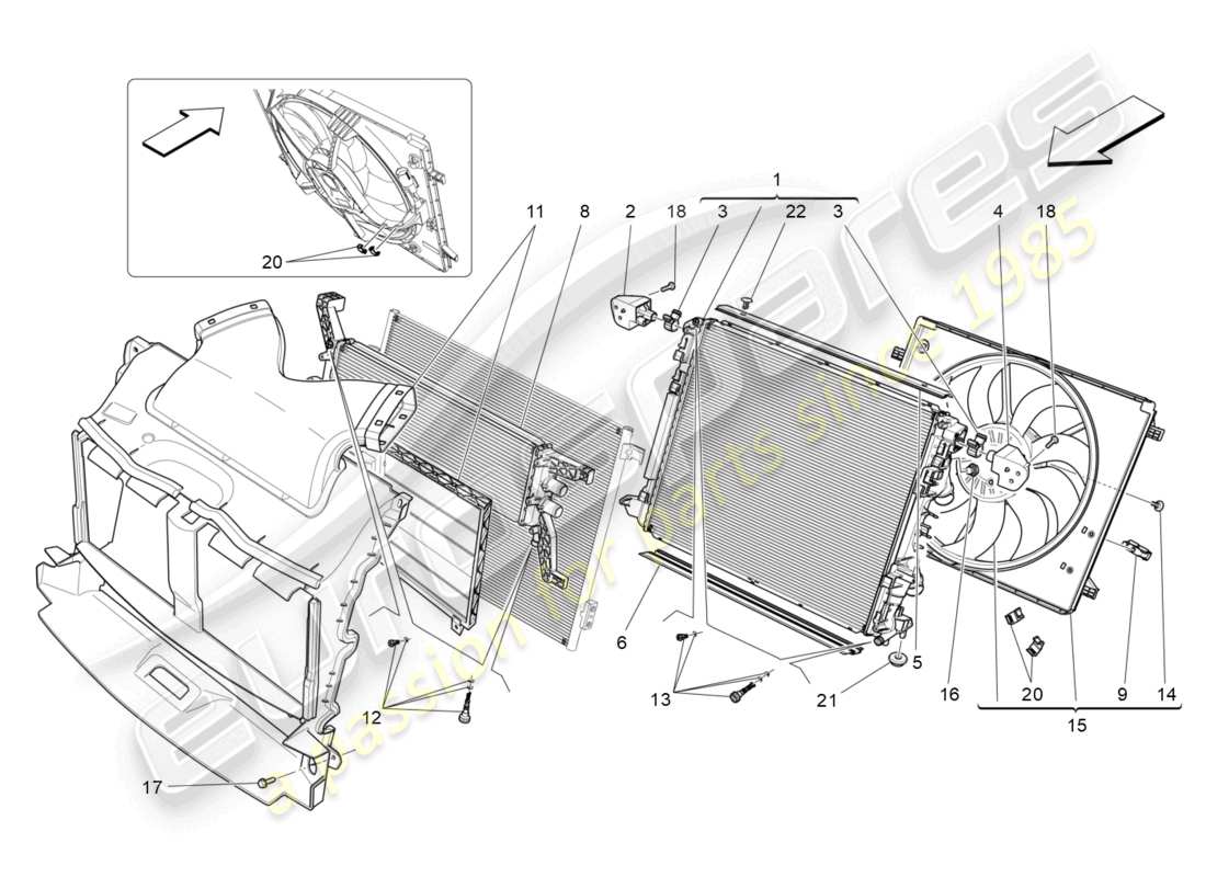 maserati quattroporte (2018) cooling: air radiators and ducts part diagram