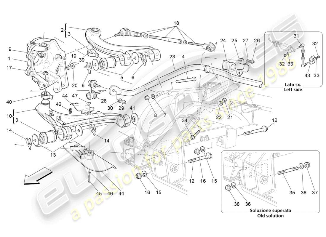 maserati grancabrio mc (2013) rear suspension part diagram