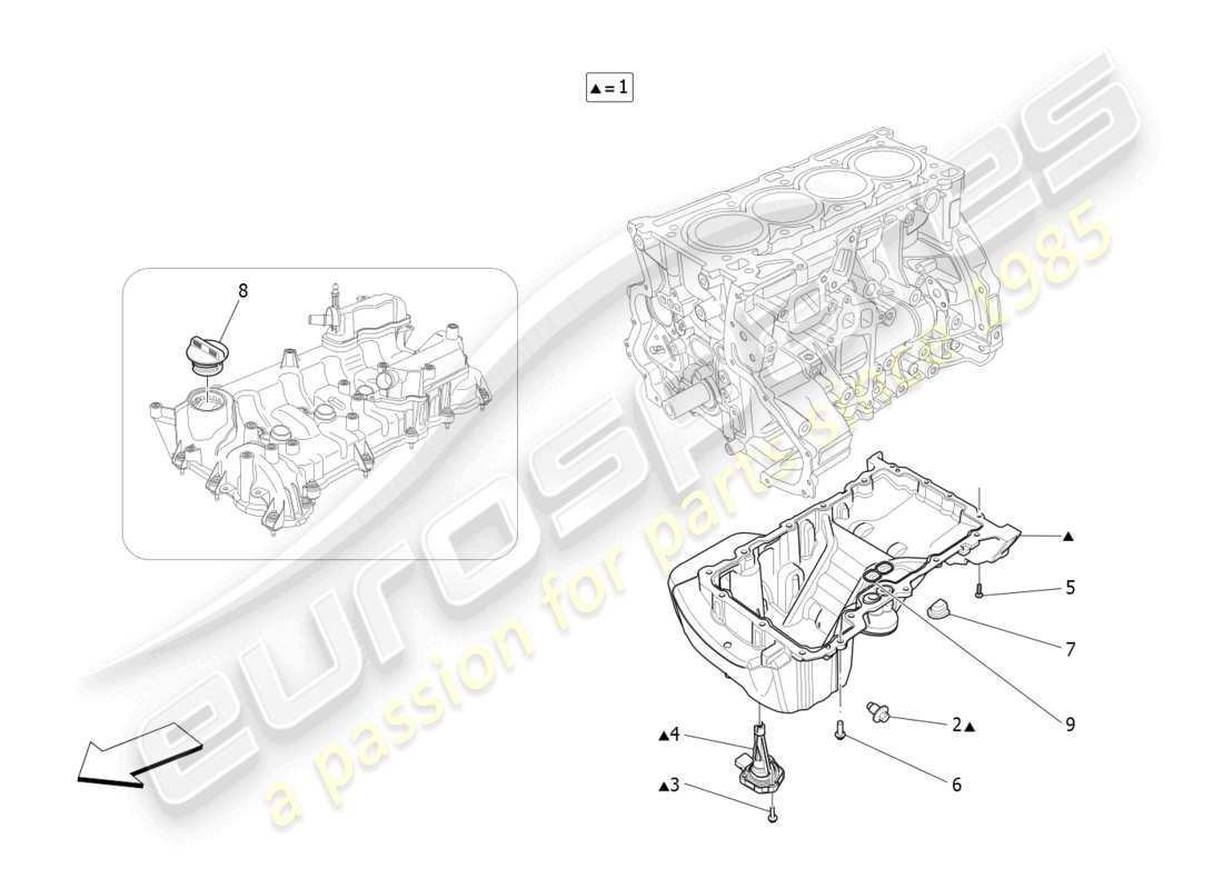 maserati ghibli fragment (2022) lubrication system: circuit and collection part diagram