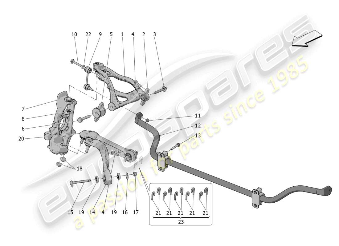 maserati mc20 cielo (2023) front suspension part diagram