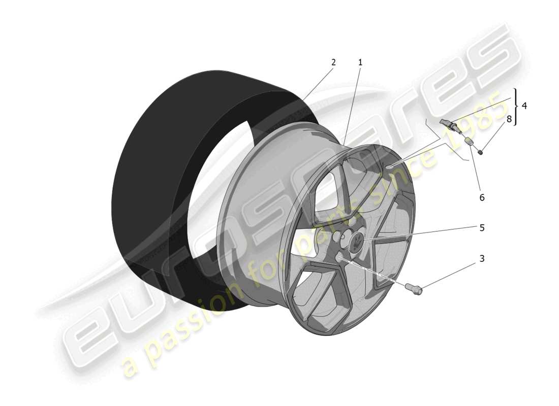 maserati mc20 cielo (2023) wheels and tyres part diagram