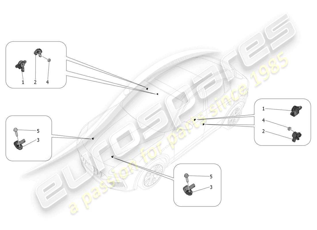 maserati grecale trofeo (2023) crash sensors part diagram