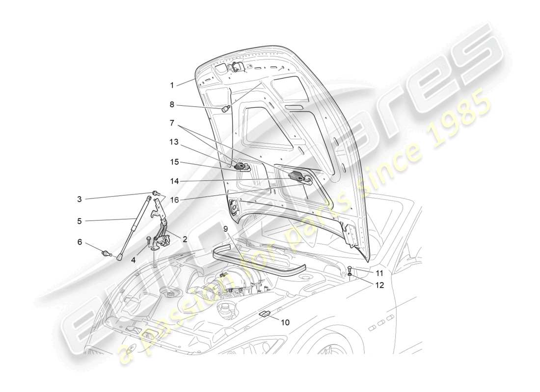 maserati grancabrio mc (2013) front lid part diagram