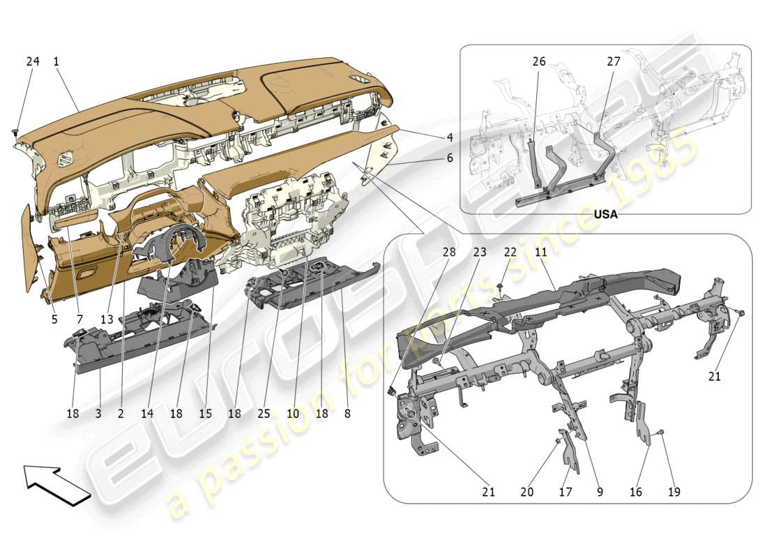 maserati grecale modena (2023) dashboard unit parts diagram