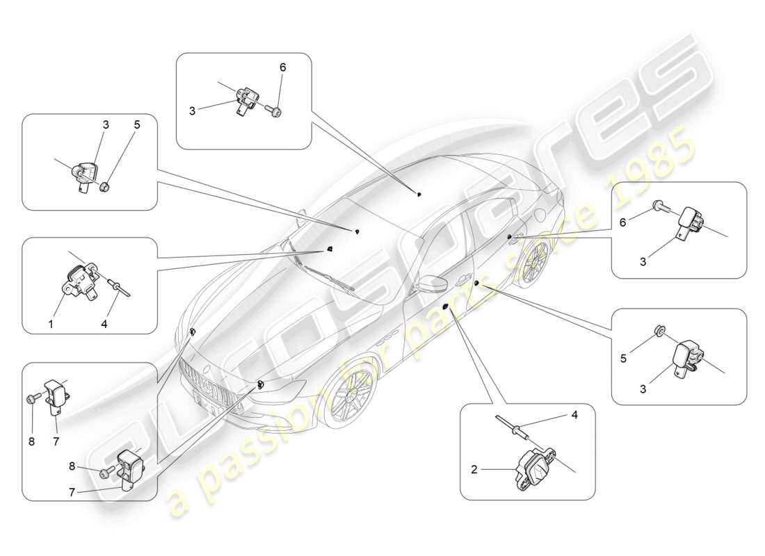 maserati ghibli (2016) crash sensors part diagram