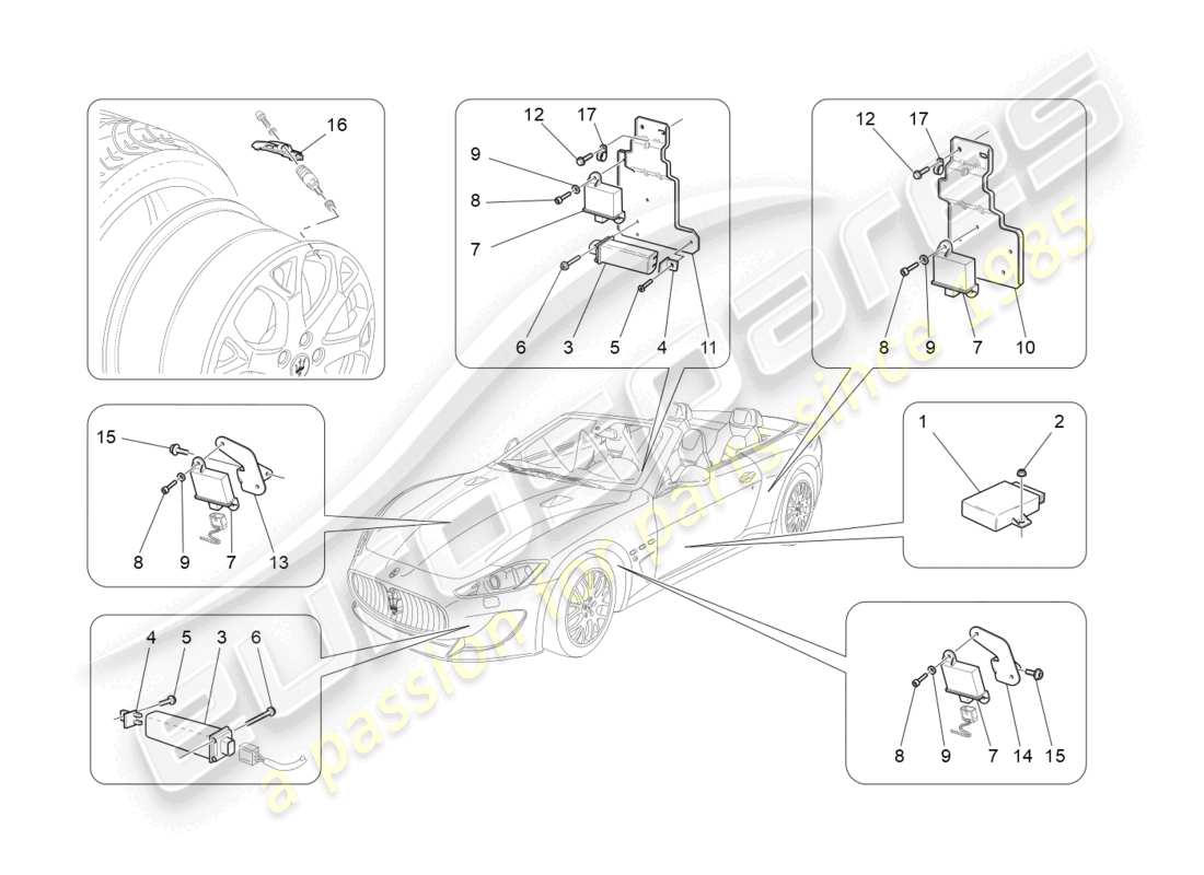 maserati grancabrio mc (2013) tyre pressure monitoring system part diagram