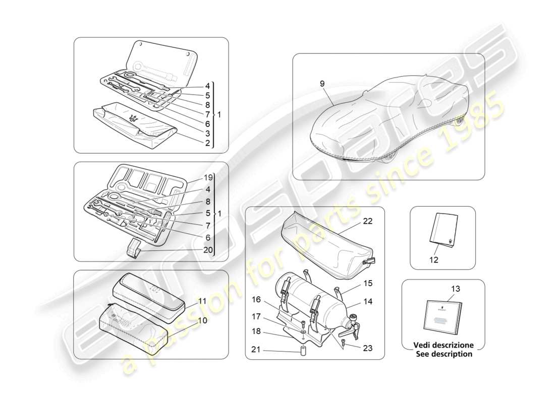 maserati granturismo mc stradale (2013) standard provided part diagram