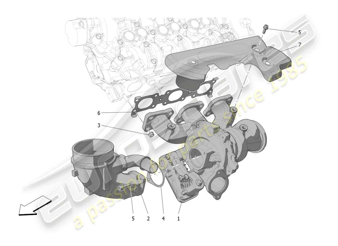 maserati mc20 cielo (2023) turbocharging system: equipments part diagram