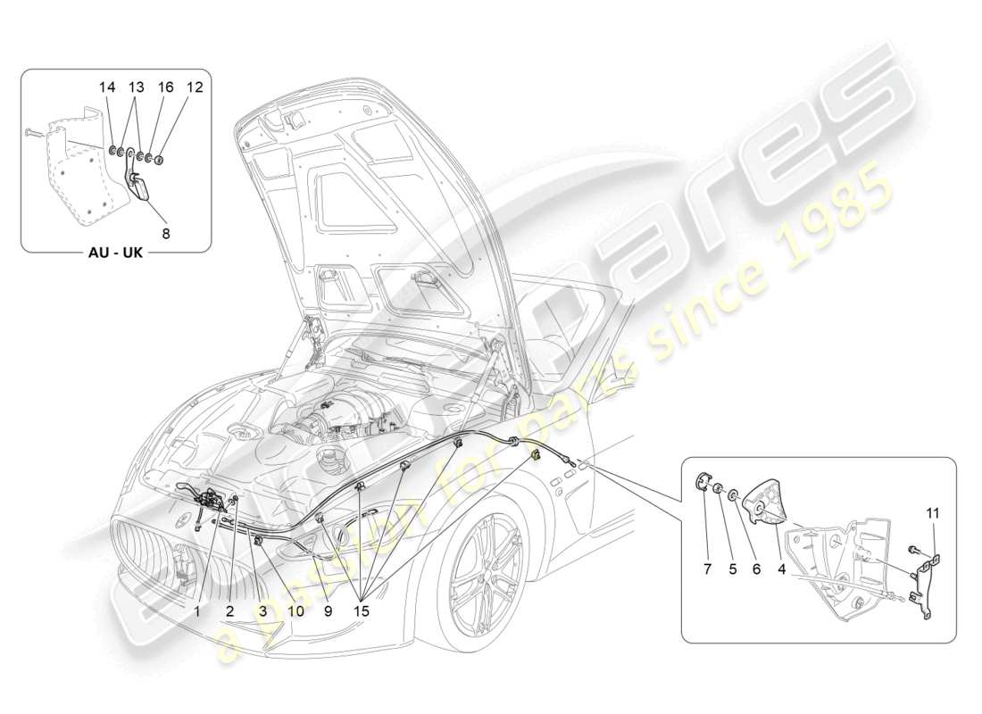 maserati granturismo mc stradale (2013) front lid opening button part diagram