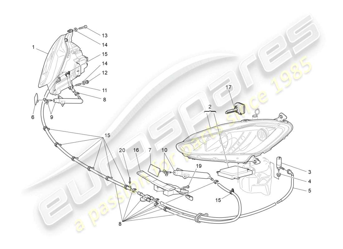 maserati granturismo mc stradale (2013) headlight clusters part diagram