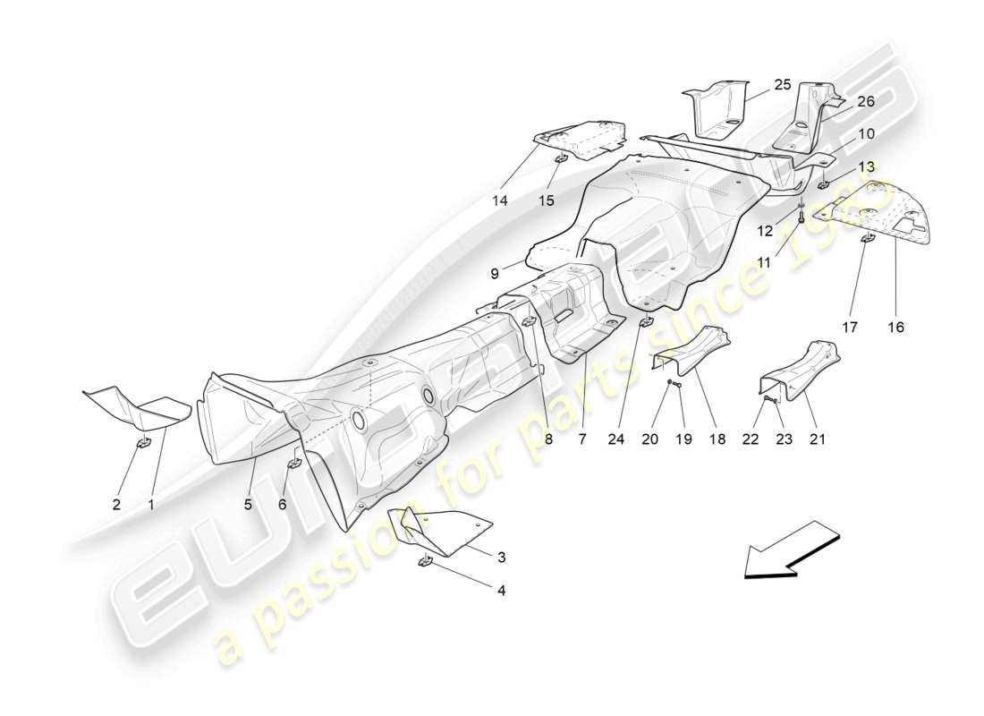 maserati granturismo mc stradale (2013) thermal insulating panels part diagram