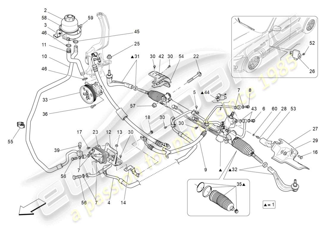 maserati levante (2017) complete steering rack unit part diagram