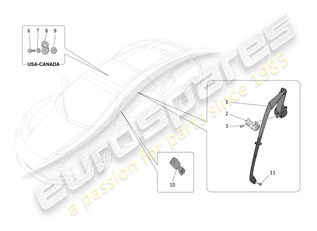 maserati mc20 cielo (2023) seat belts part diagram