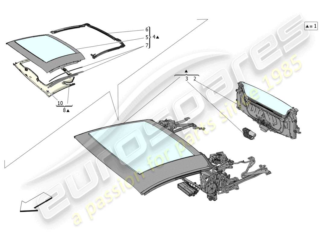 maserati mc20 cielo (2023) electrical capote: linings part diagram