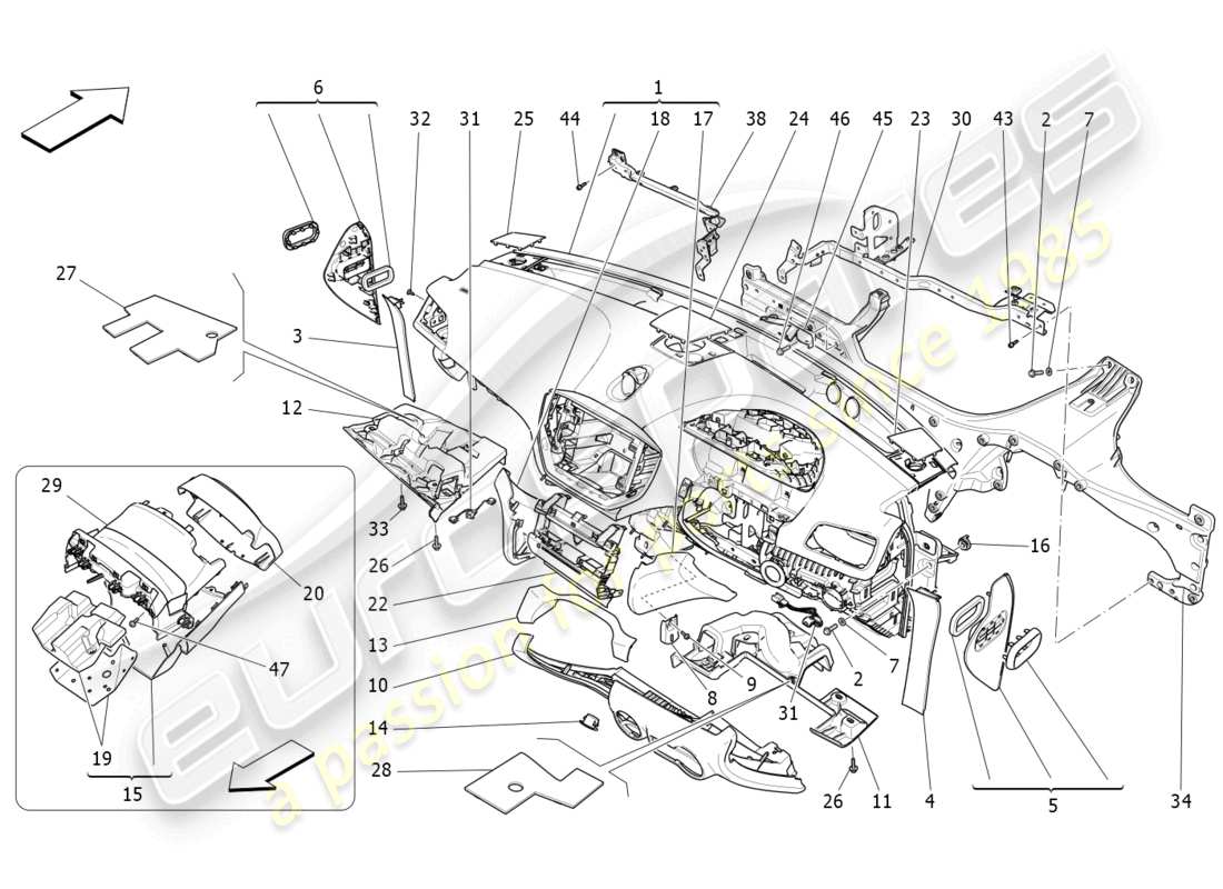 maserati ghibli (2015) dashboard unit part diagram