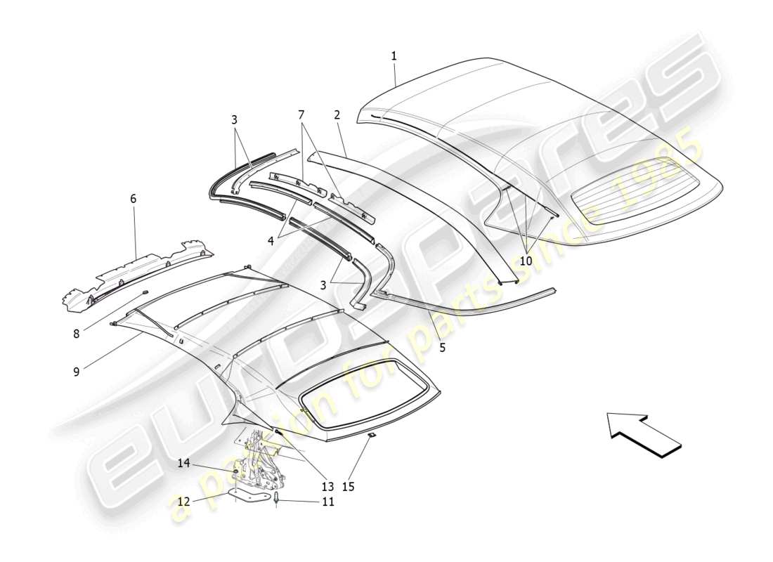 maserati grancabrio mc (2013) electrical capote: linings part diagram