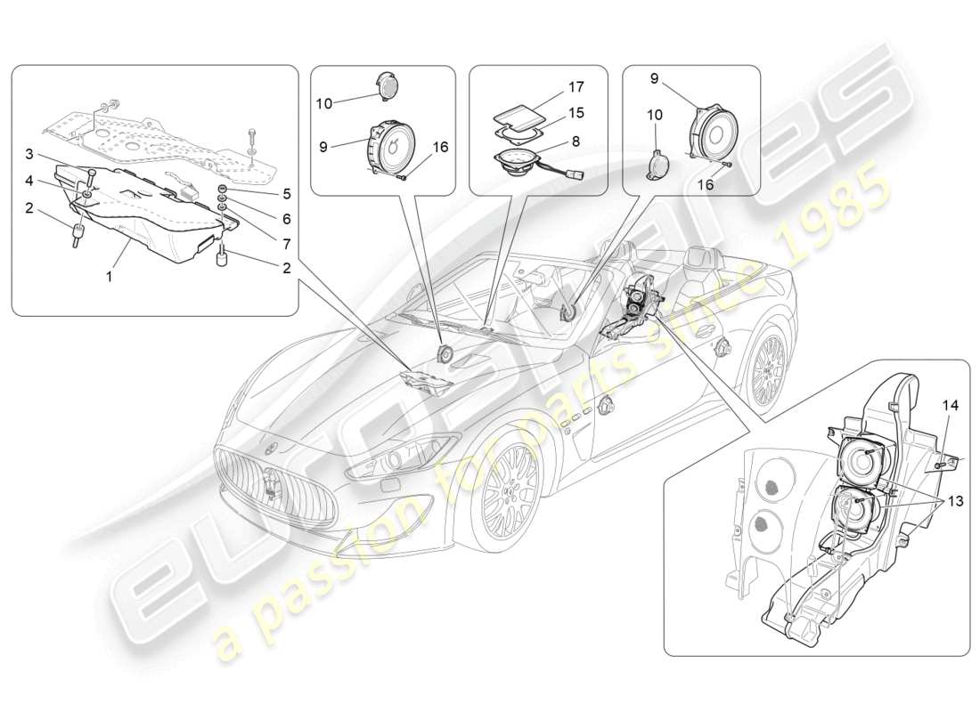 maserati grancabrio mc (2013) sound diffusion system part diagram