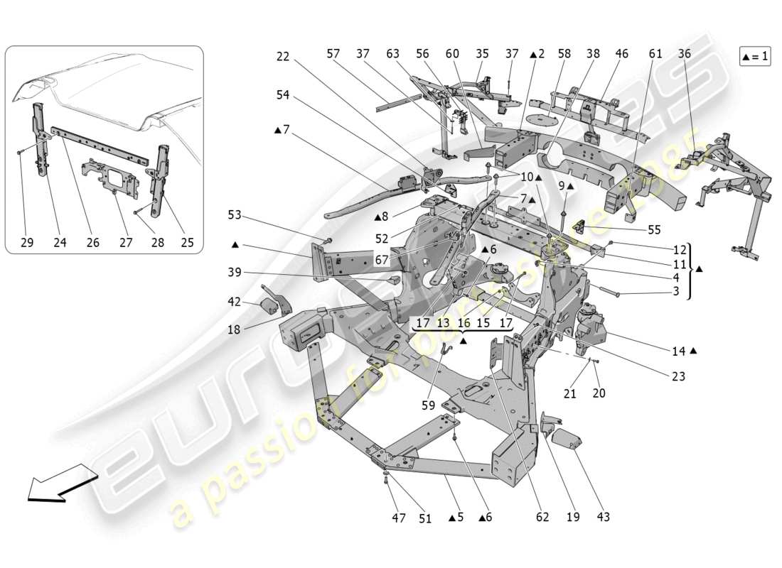 maserati mc20 cielo (2023) rear chassis part diagram