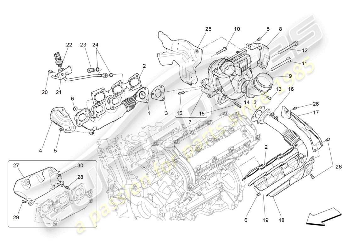 maserati levante (2019) turbocharging system: equipments part diagram