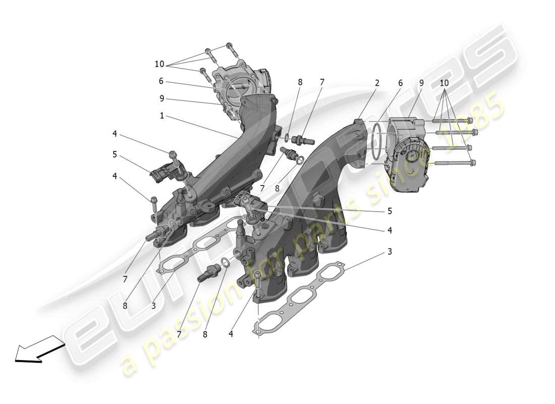 maserati mc20 cielo (2023) intake manifold and throttle body part diagram