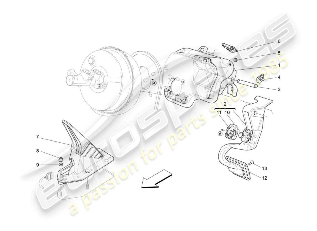 maserati granturismo mc stradale (2011) complete pedal board unit part diagram