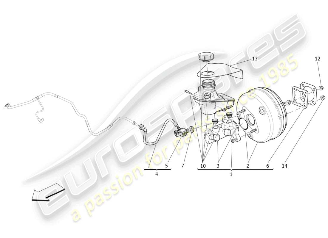 maserati quattroporte (2018) brake servo system part diagram