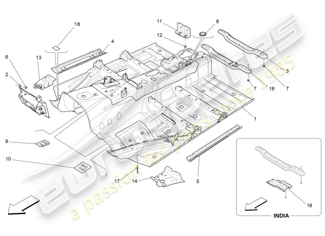 maserati ghibli (2015) central structural frames and sheet panels part diagram