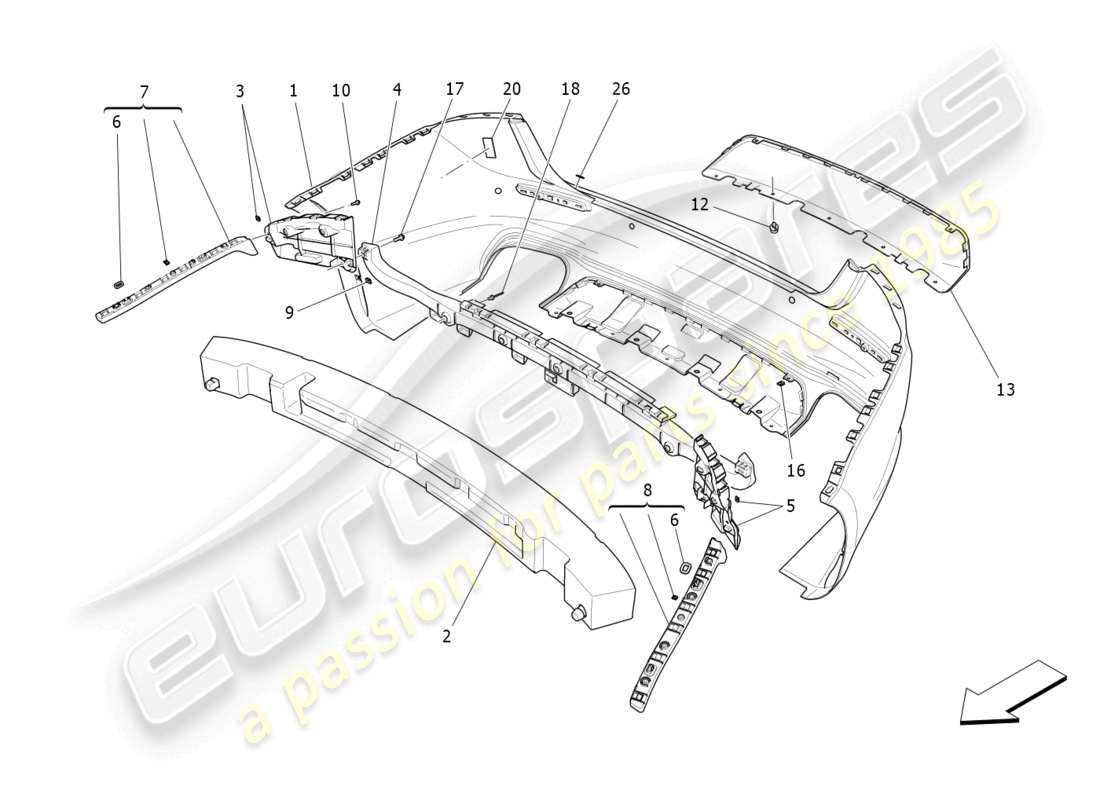 maserati ghibli (2018) rear bumper part diagram