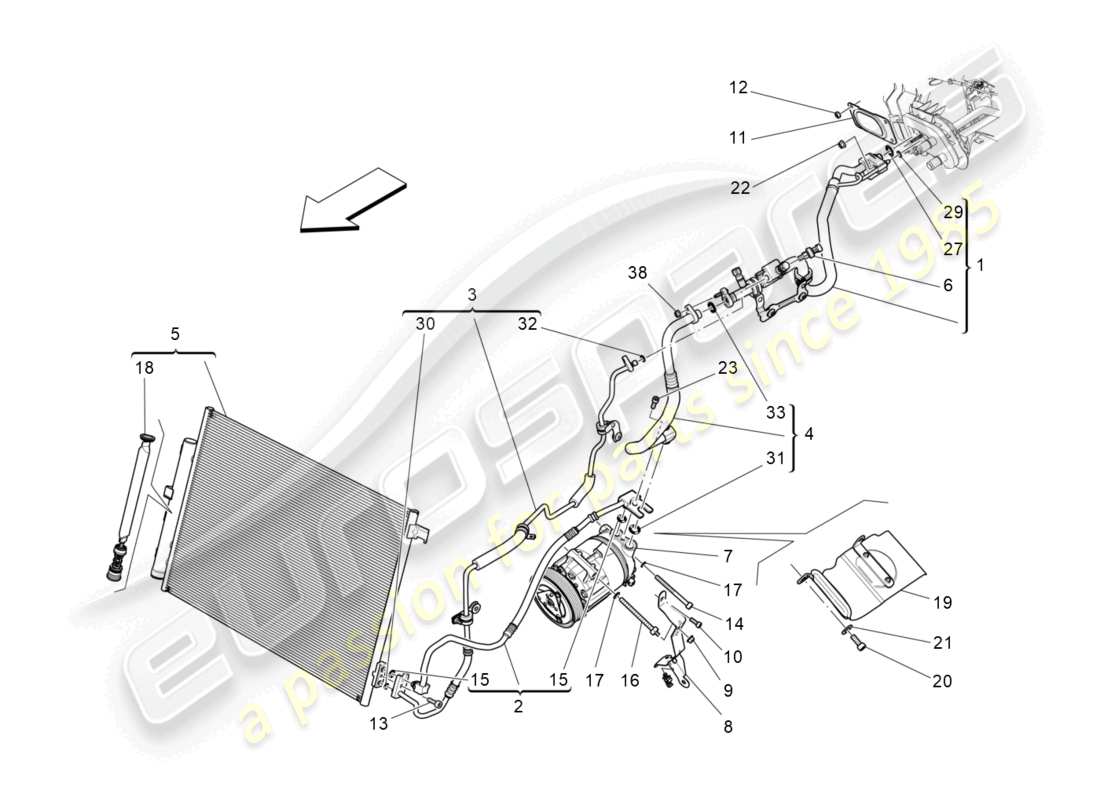 maserati quattroporte (2018) a/c unit: engine compartment devices part diagram