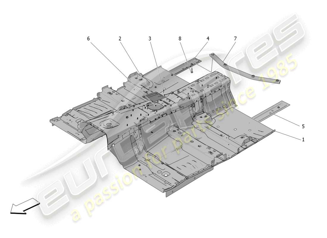 maserati grecale trofeo (2023) central structural frames and sheet panels part diagram