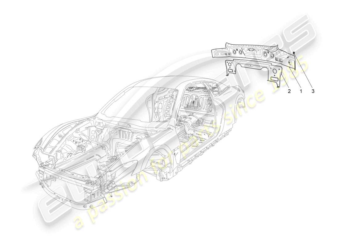 maserati granturismo mc stradale (2012) bodywork and rear outer trim panels part diagram