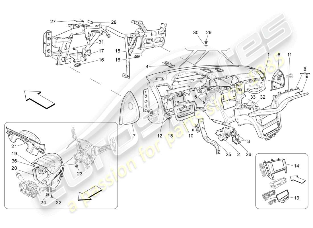 maserati granturismo mc stradale (2012) dashboard unit part diagram