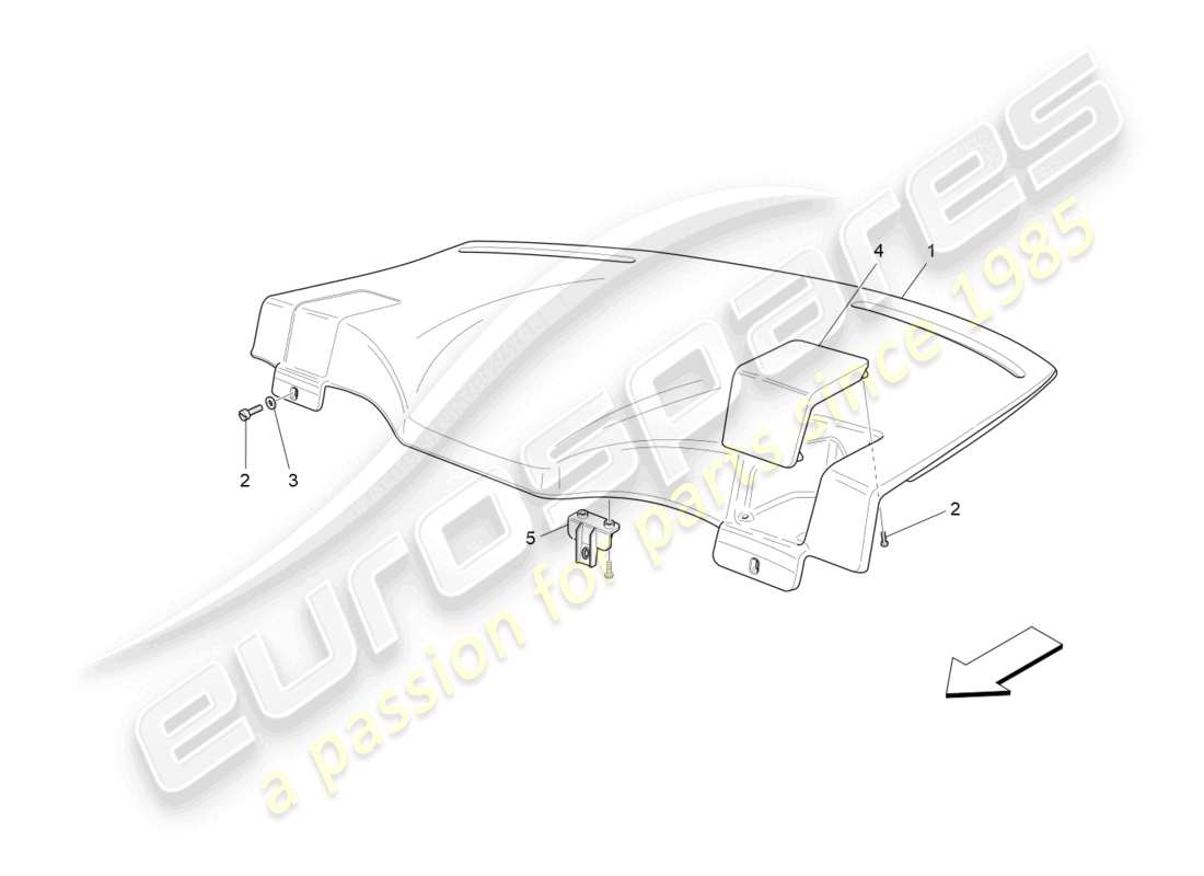 maserati granturismo mc stradale (2013) rear parcel shelf part diagram