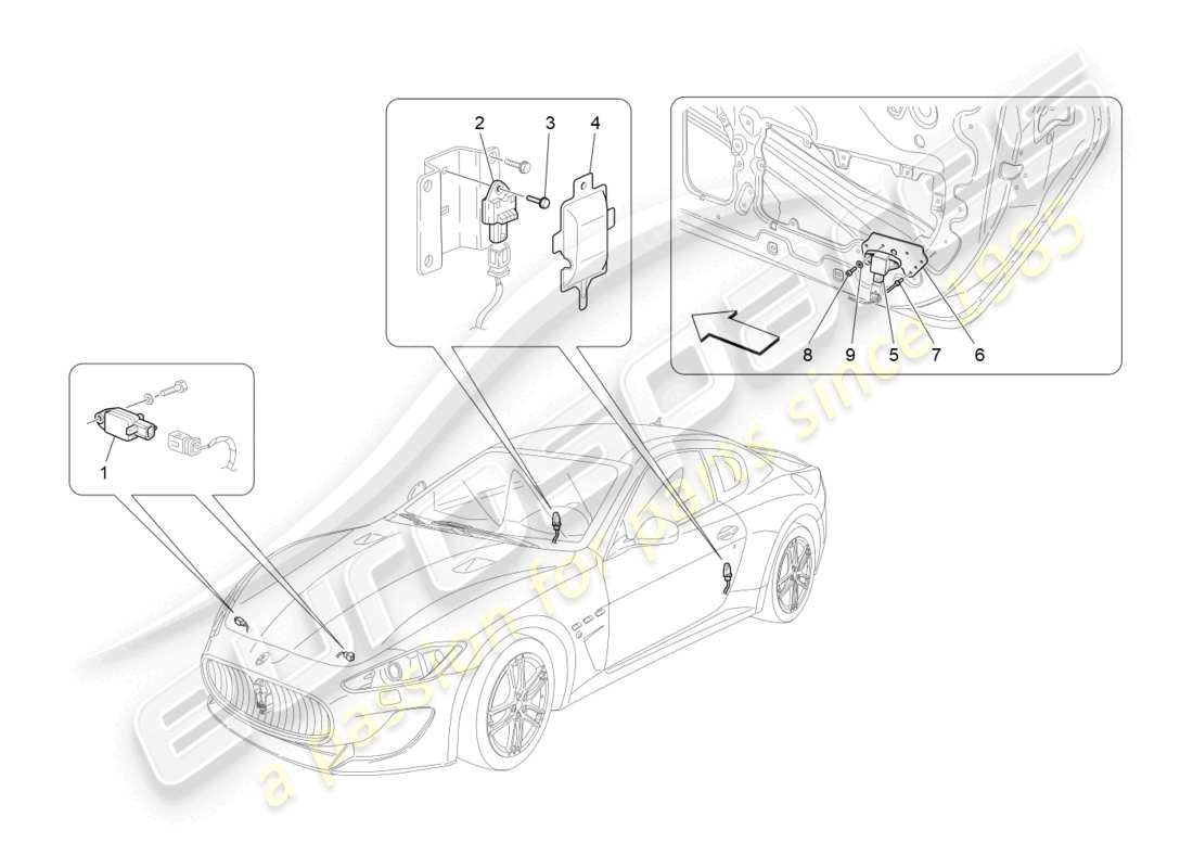 maserati granturismo mc stradale (2012) crash sensors part diagram