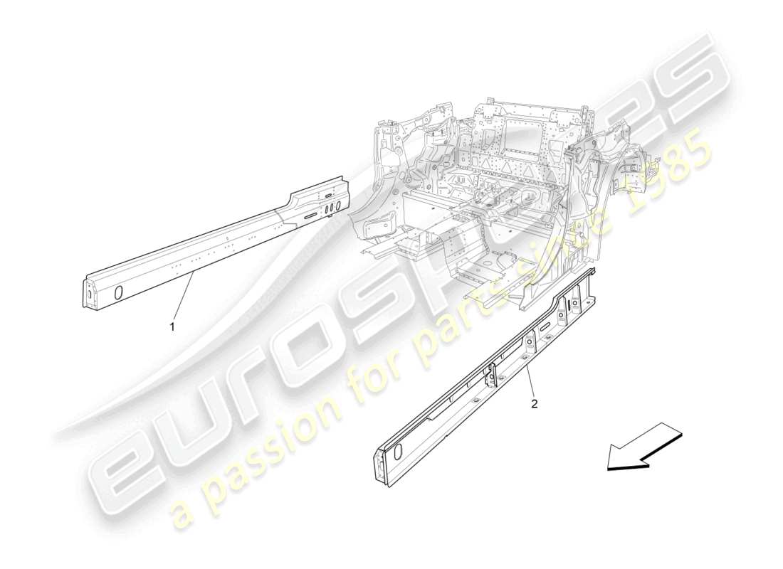 maserati grancabrio mc (2013) central structural frames and sheet panels part diagram