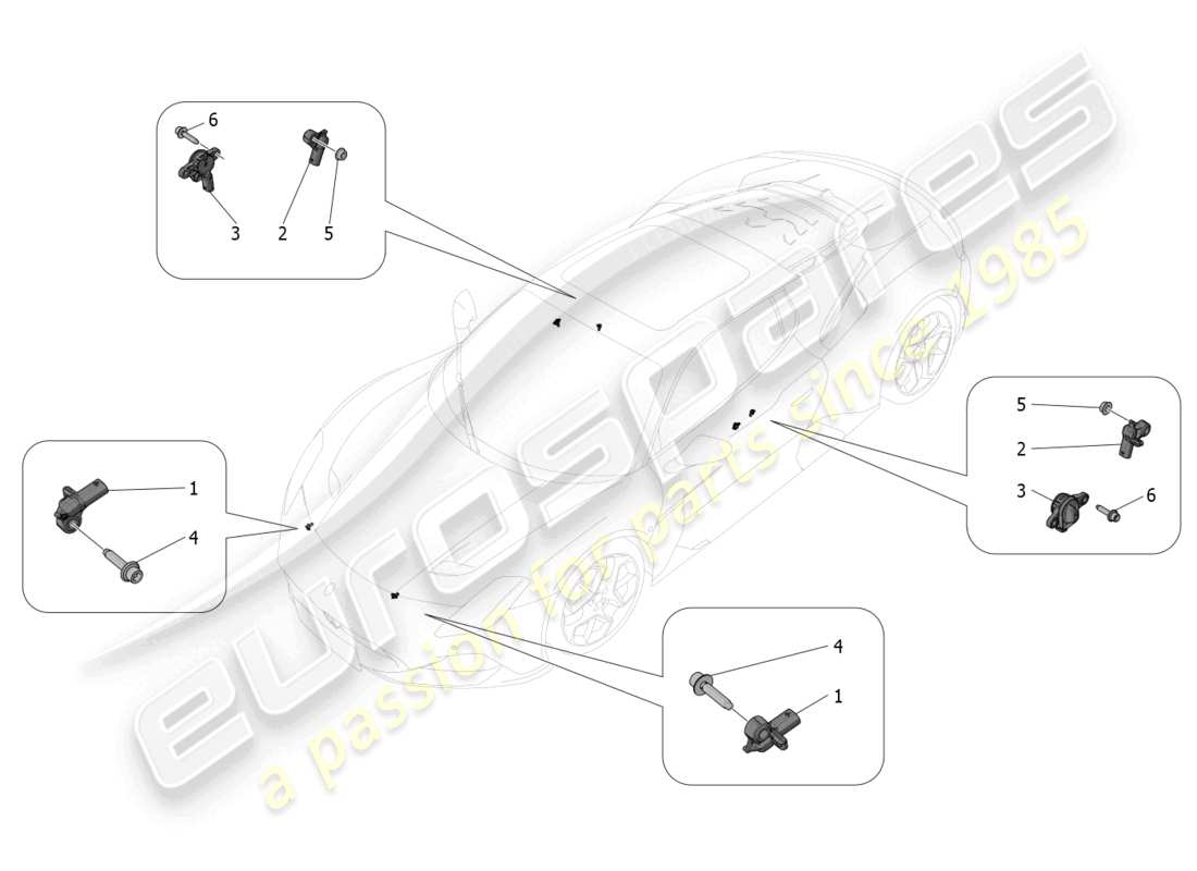 maserati mc20 (2023) crash sensors part diagram