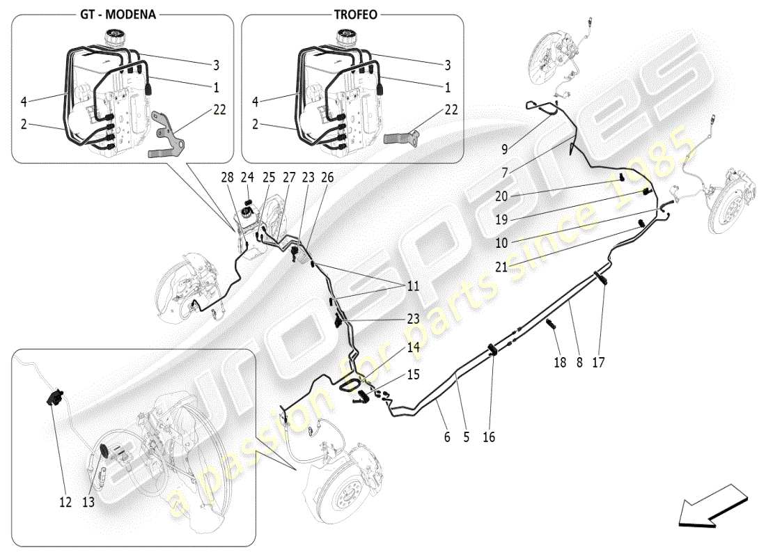 maserati grecale modena (2023) lines parts diagram