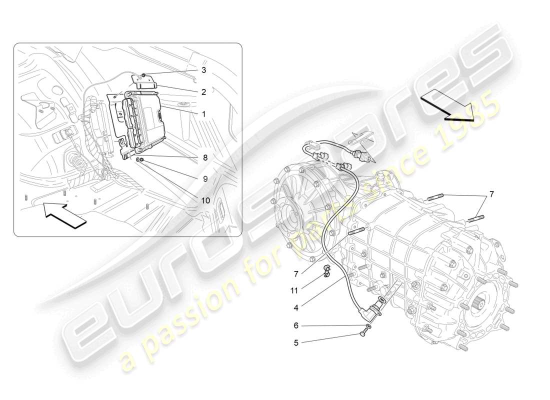 maserati granturismo mc stradale (2012) electronic control (gearbox) part diagram