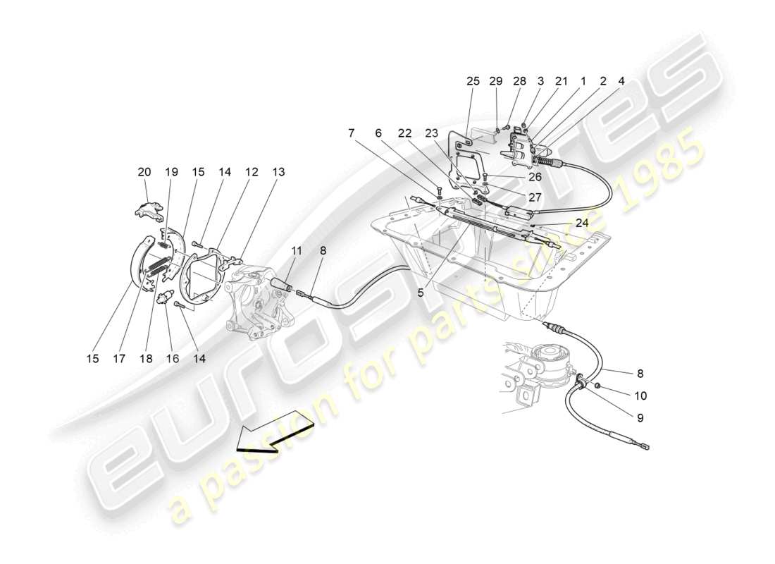 maserati grancabrio mc (2013) parking brake part diagram