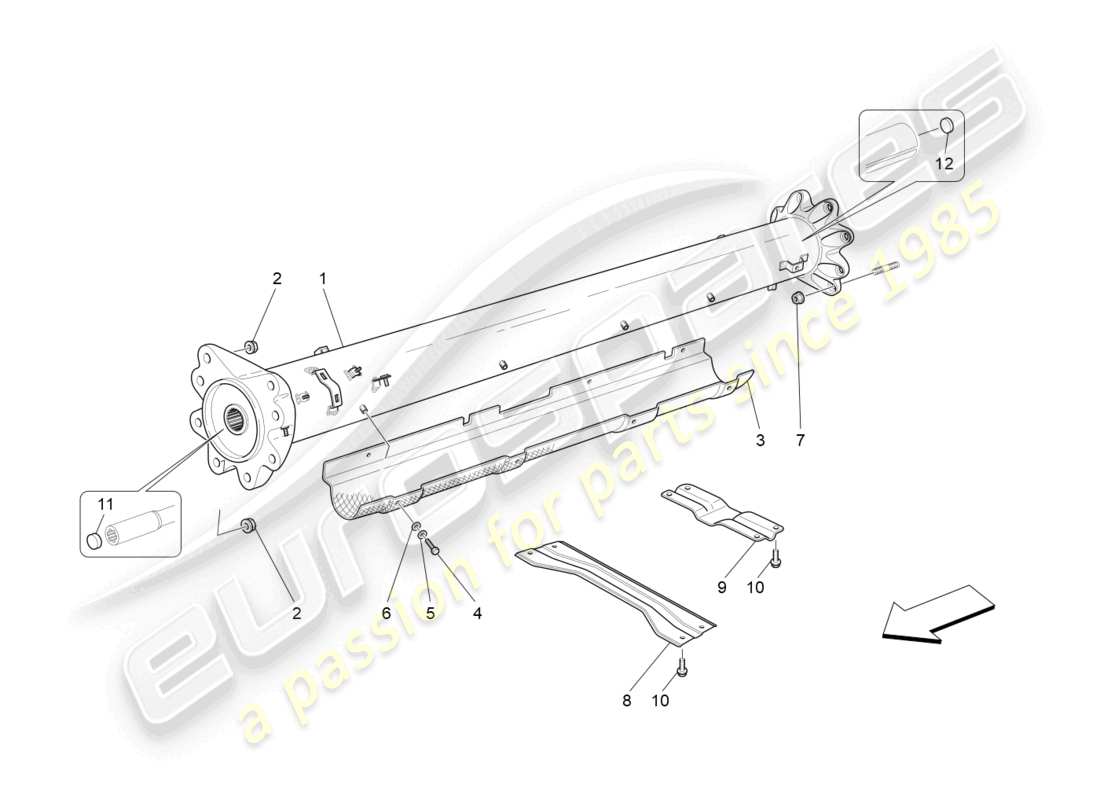 maserati granturismo mc stradale (2012) transmission shaft part diagram