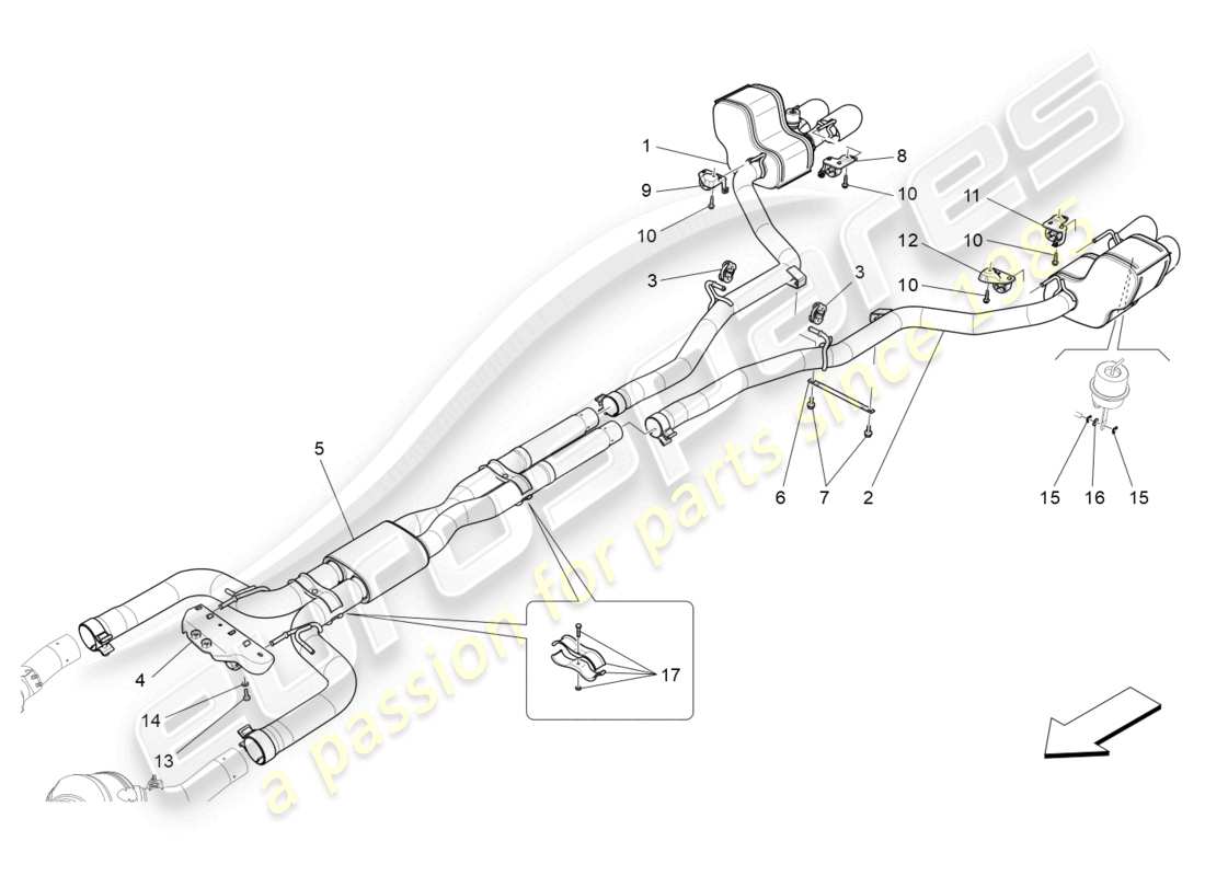 maserati ghibli (2016) silencers part diagram