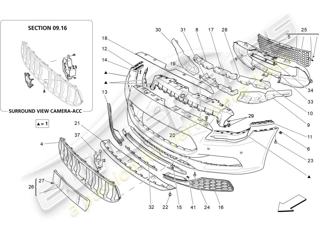 maserati quattroporte (2018) front bumper part diagram