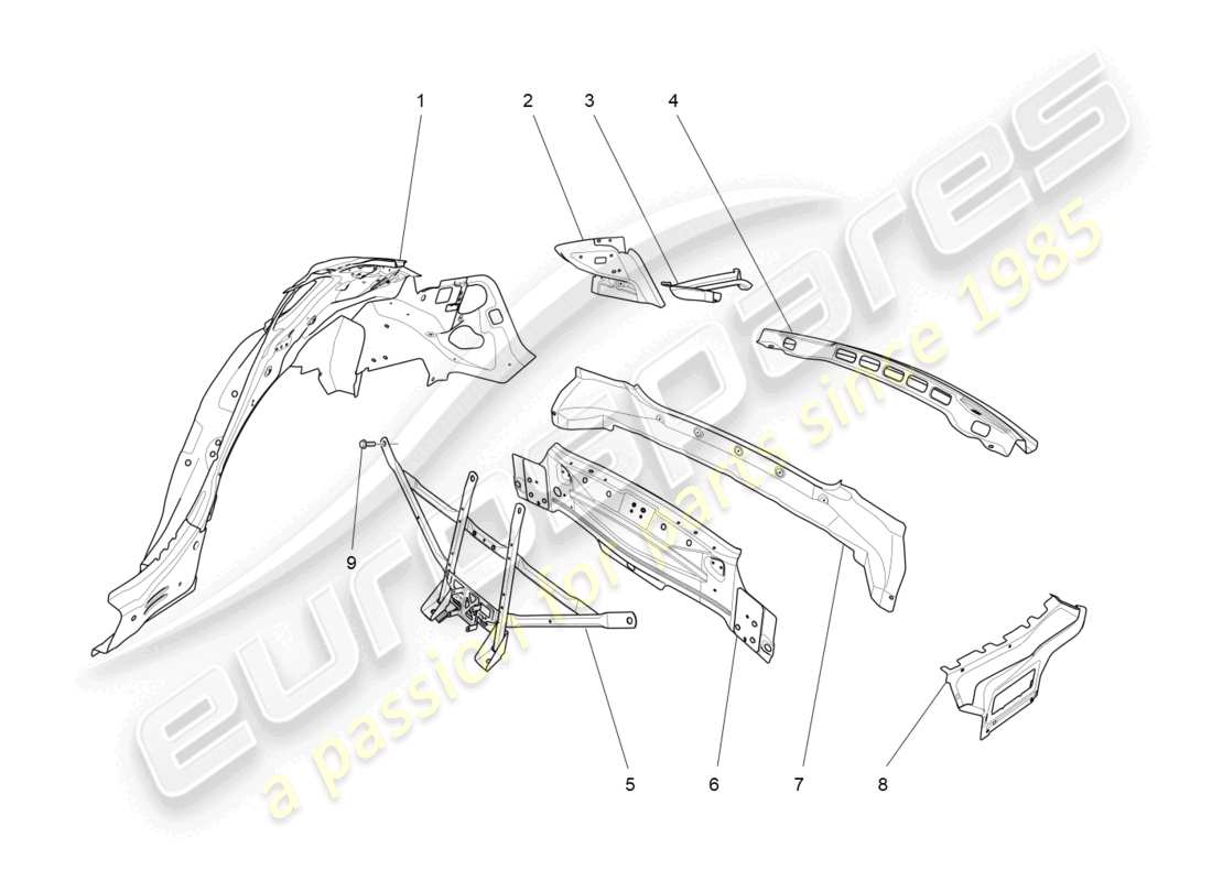 maserati quattroporte (2018) bodywork and rear outer trim panels part diagram