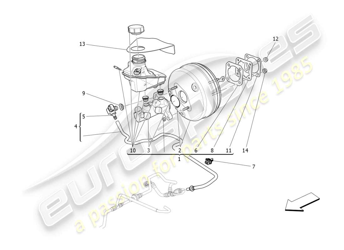 maserati quattroporte (2018) brake servo system part diagram